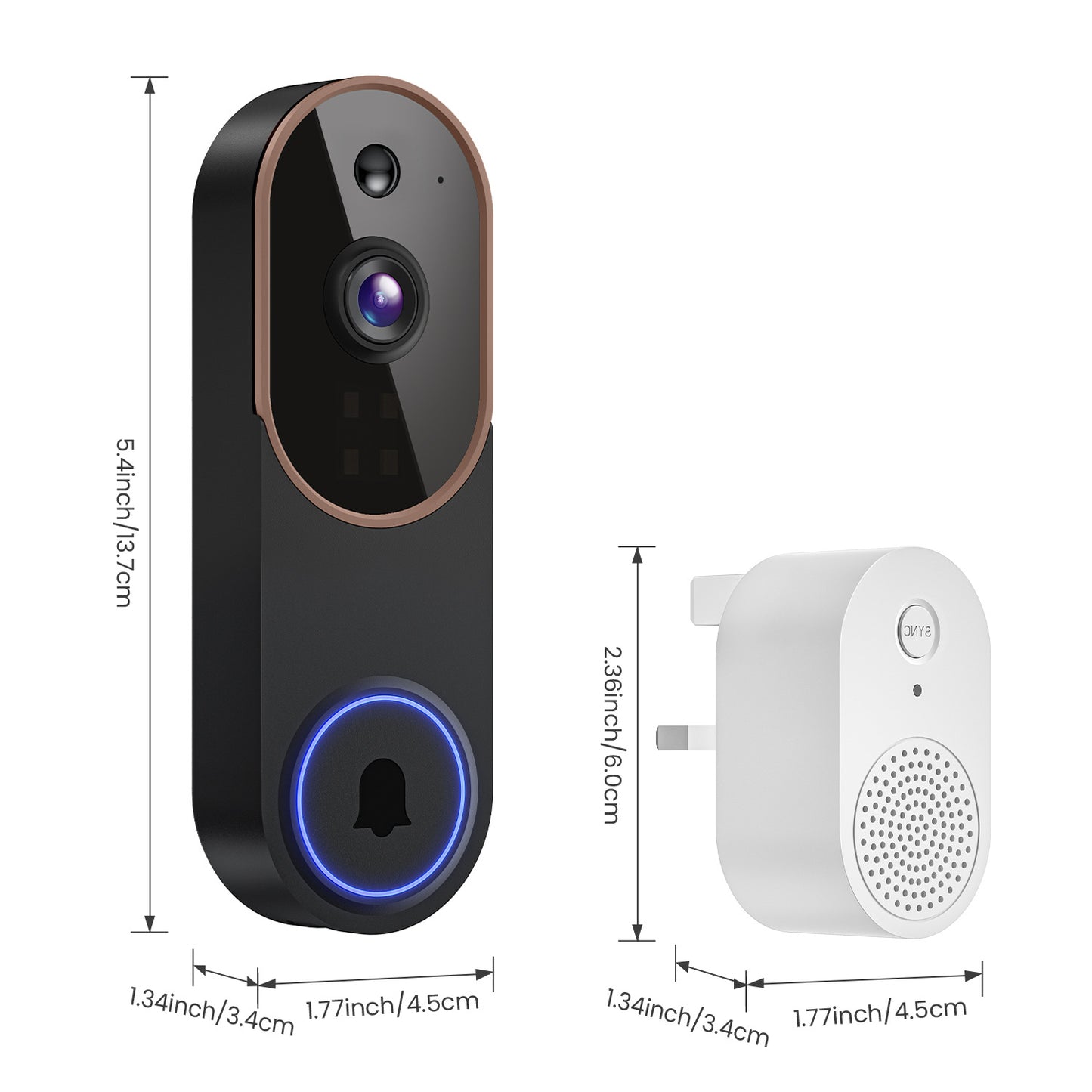 Video Doorbell Camera with Voice Intercom, Monitoring, Wifi, Hd Night Vision, Smart Doorbell, Electronic Peephole