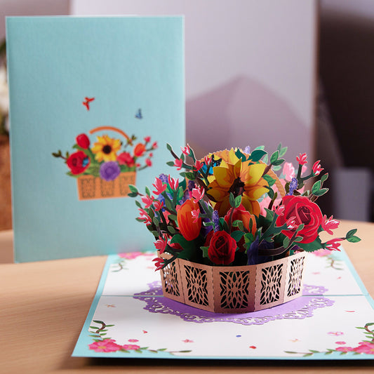 Buy 3D PopUp Flower Bouquet Card for Mom Wife Anniversary Gift