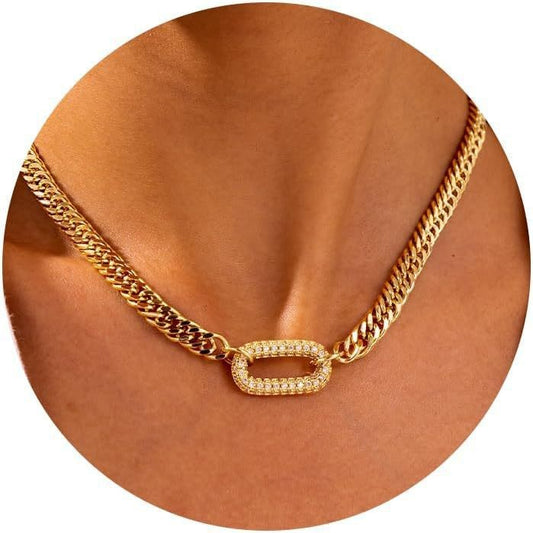 Double Layer Gold 26 Letter Necklace with Zircon Circles