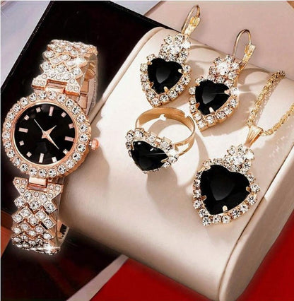 Colorful Crystals Quartz Jewelry Suit with Watch Stylish Set