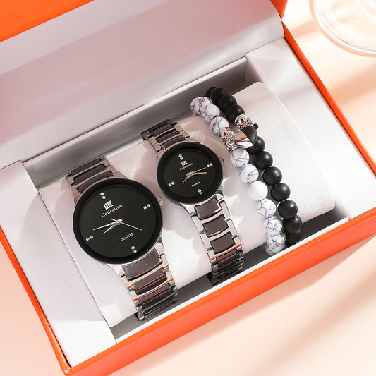 New Fashion Couple Watch Simple All-Match Heart Bracelet Set