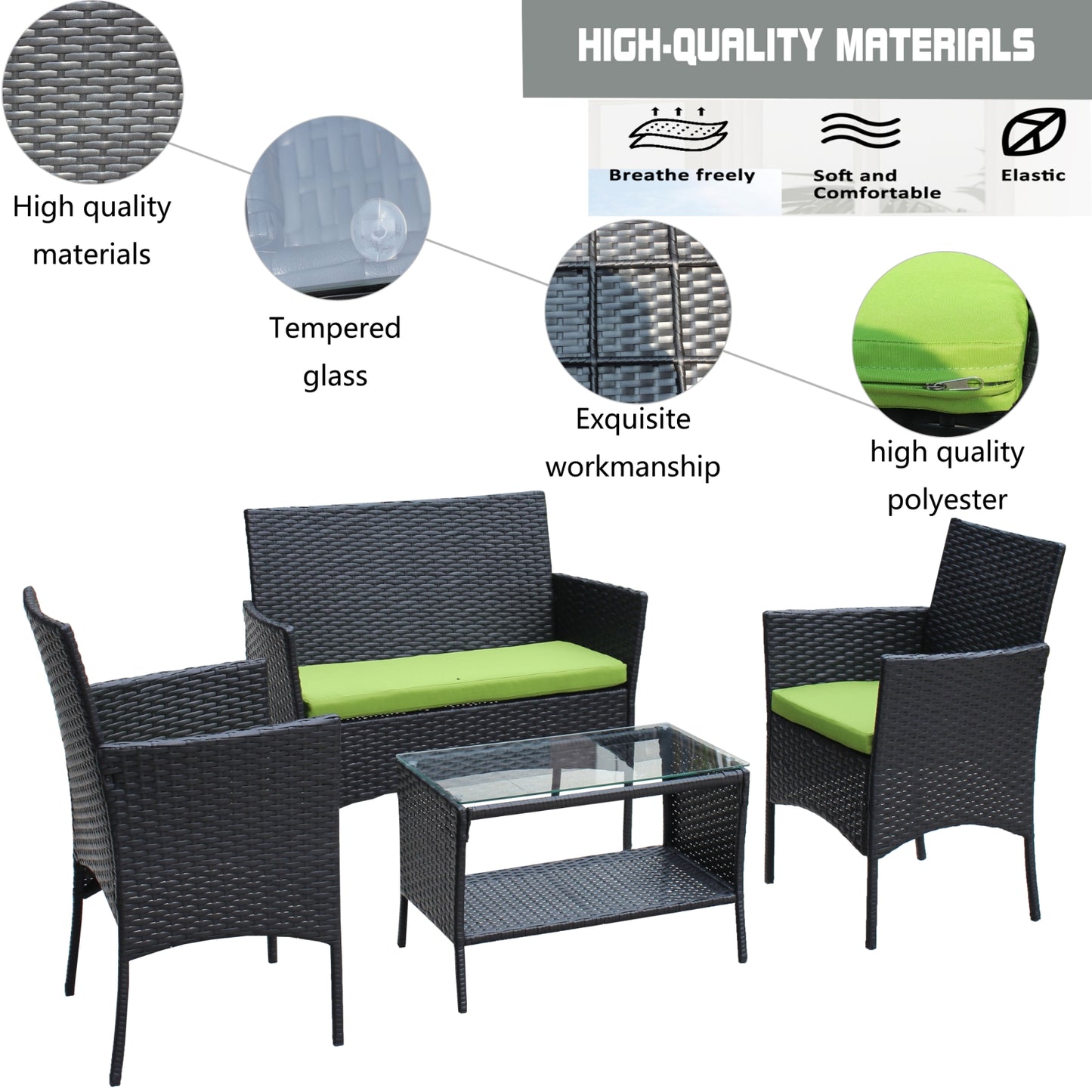 4PC Rattan Patio Furniture Set Outdoor Wicker Sofa Cushions
/global-swanky 3