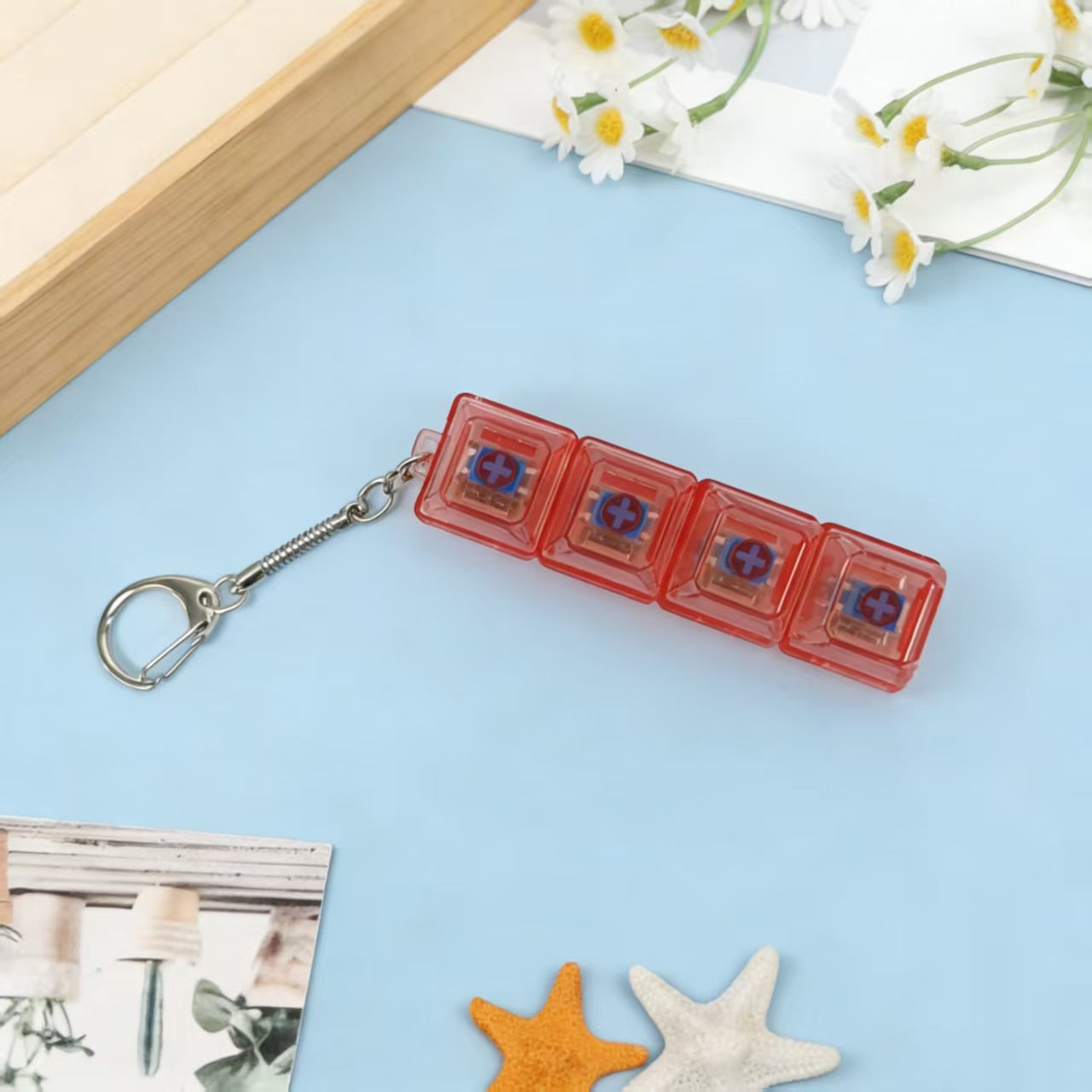 4-Key Mechanical Luminous Keychain Stress Relief Toy