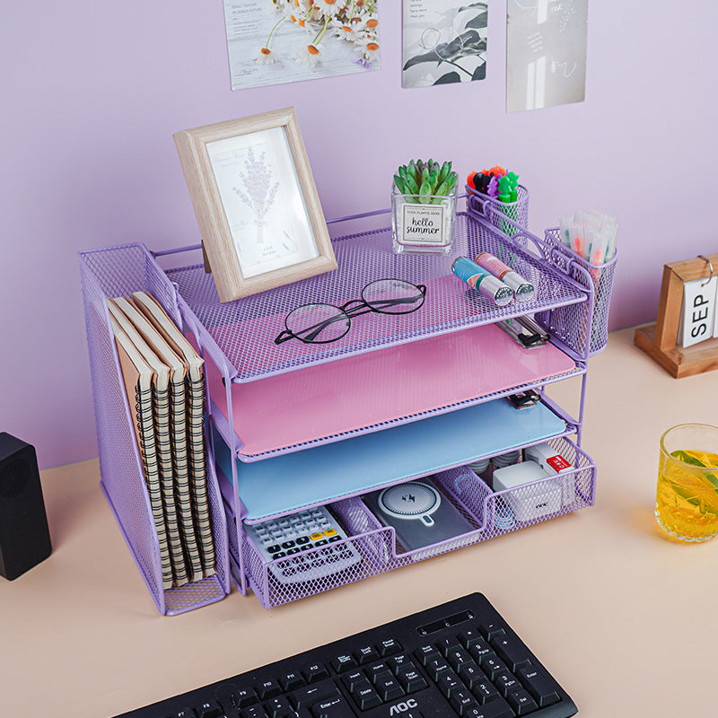 4 Layer Metal Desk File Organizer