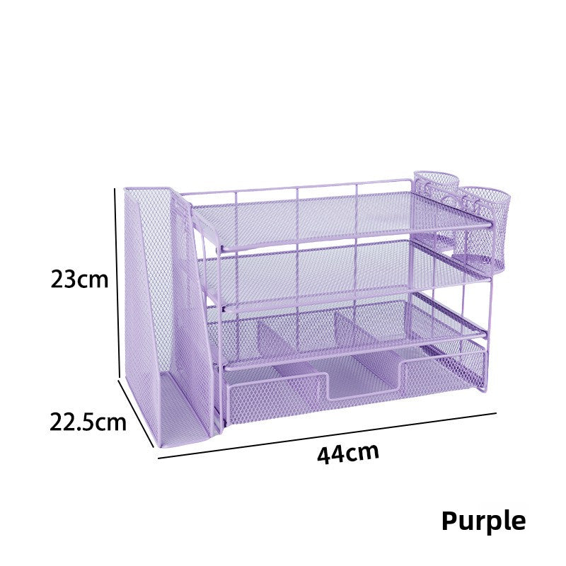 4 Layer Metal Desk File Organizer