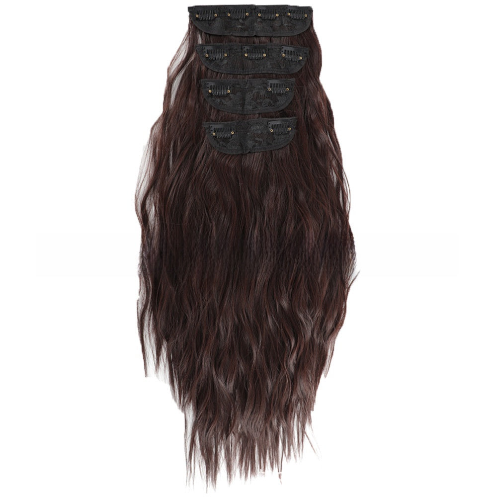 4-Piece Water Wave Clip-In Synthetic Hair Extensions