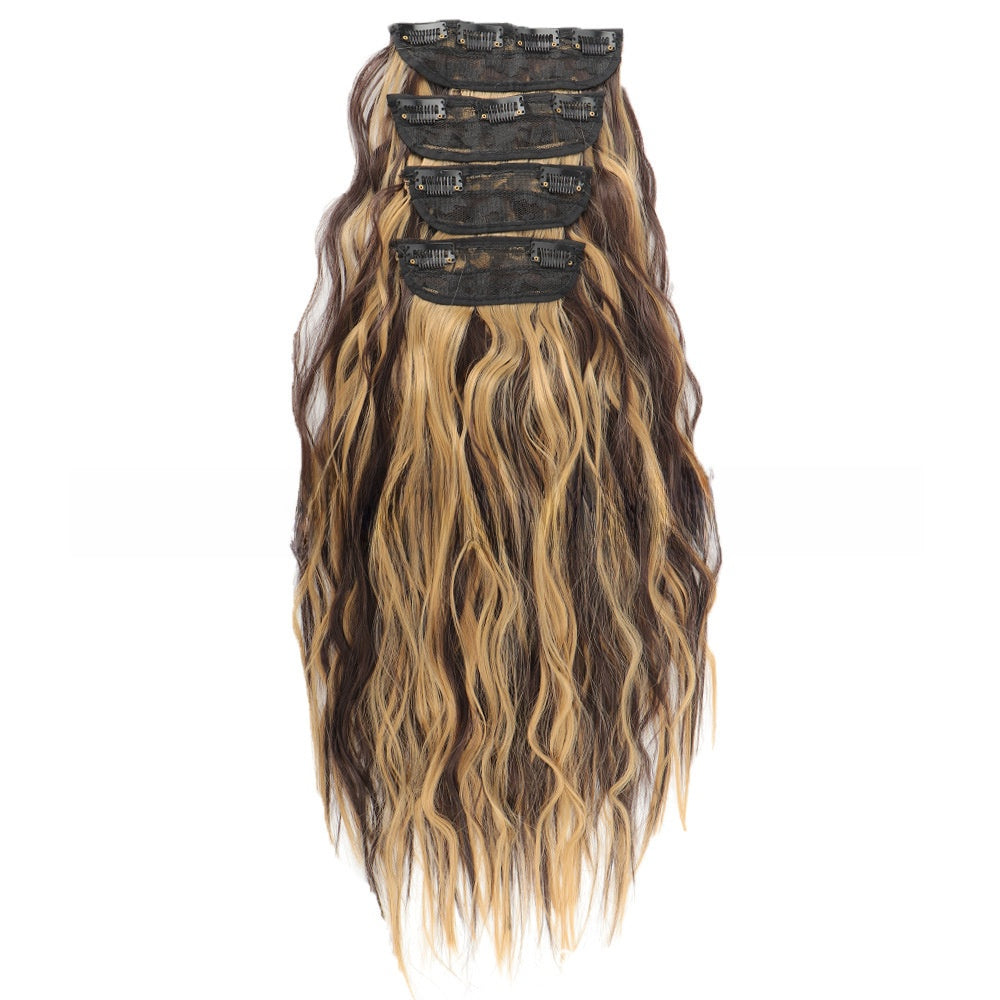 4-Piece Water Wave Clip-In Synthetic Hair Extensions