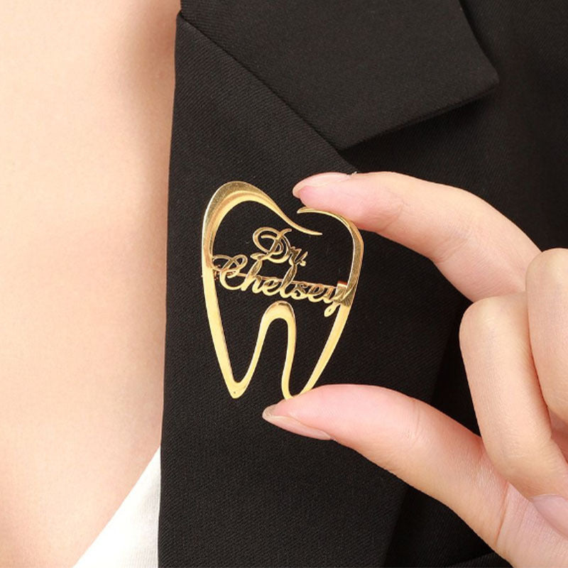 Buy Personalized Stainless Steel Tooth-Shaped English Brooch