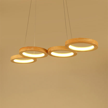 Solid Wood Circle Dining Pendant Light Modern Simplicity