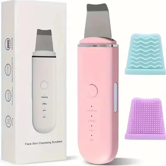 Ultrasonic Skin Scrubber Cleansing Massage Device Face Use