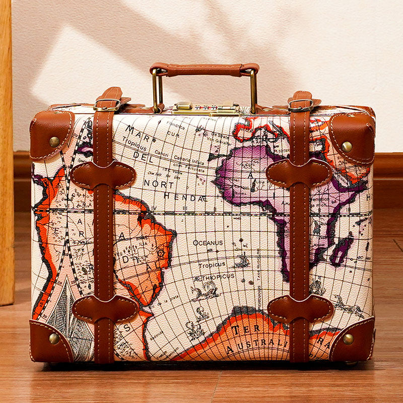 Retro Style Leather Look Suitcase Storage Box for Storage