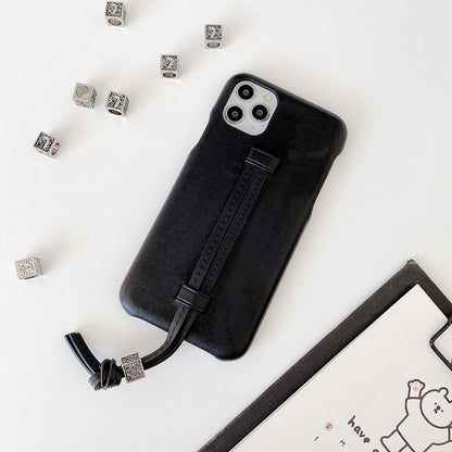 Leather Phone Case with Wrist Strap – Three Bread Design
