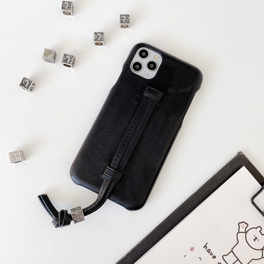 Leather Phone Case with Wrist Strap – Three Bread Design