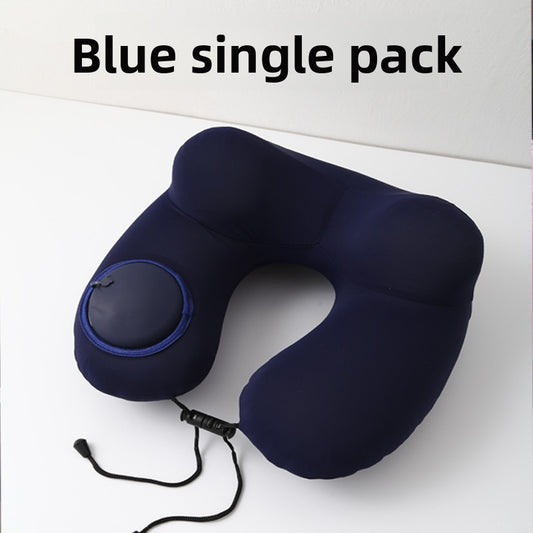 Press-Type Inflatable U-Shaped Travel Neck Pillow Comfort