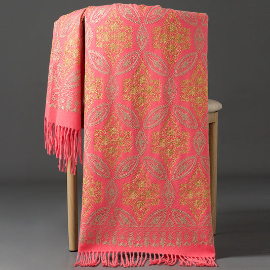 Buy Autumn Winter Golden Silk Lily Embroidered Xinjiang Cashmere