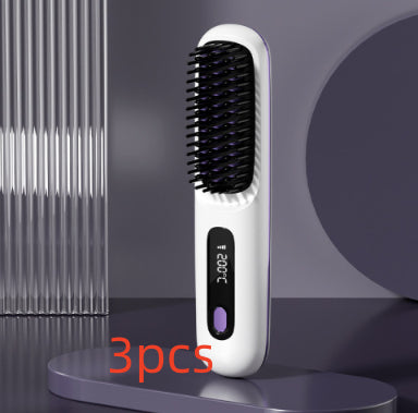 2-in-1 Hair Straightener Brush Wireless Fast Heating Comb