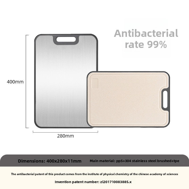 Stainless Steel Kitchen Cutting Board with Anti-Slip Base