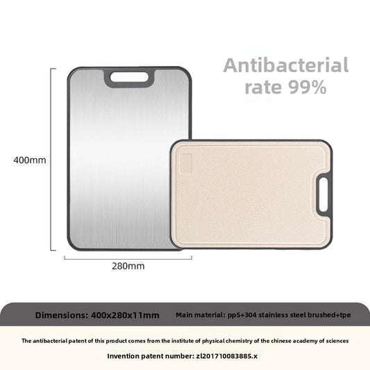 Stainless Steel Kitchen Cutting Board with Anti-Slip Base