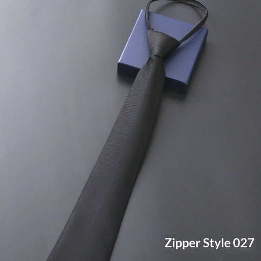 Mens Business Formal Zipper Tie With Blue Stripes for Office