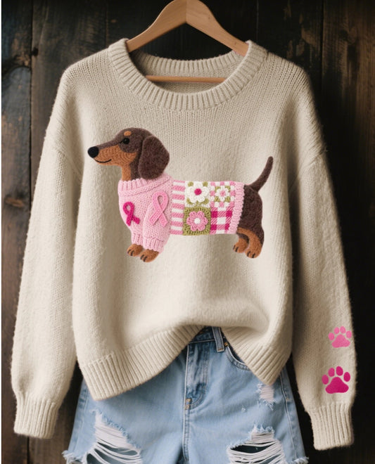 Women’s 3D Printed Crew-Neck Sweater – Trendy Winter Wear