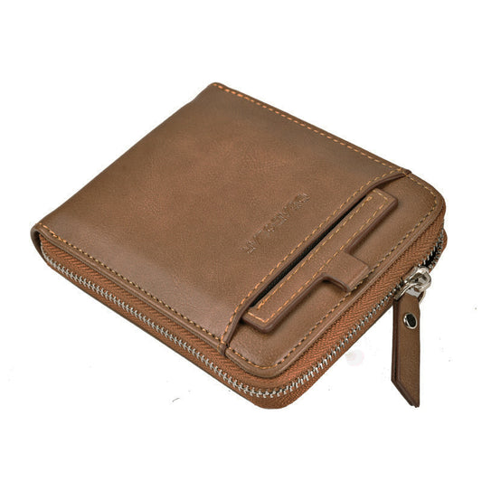 Mens Retro Multi-Card Zipper Wallet Classic Daily Carry