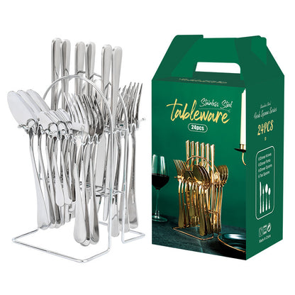 Gold Dinnerware Set Stainless Steel Knife Fork Spoon Luxury