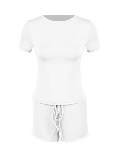 Buy Women’s Form-Fitting Short-Sleeve Set with Classic Crew Neck