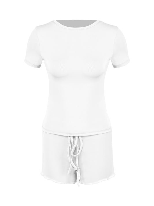 Buy Women’s Form-Fitting Short-Sleeve Set with Classic Crew Neck
