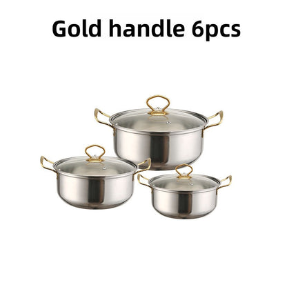 Stainless Steel Cookware Set Glass Lid Pots and Pans Kitchen