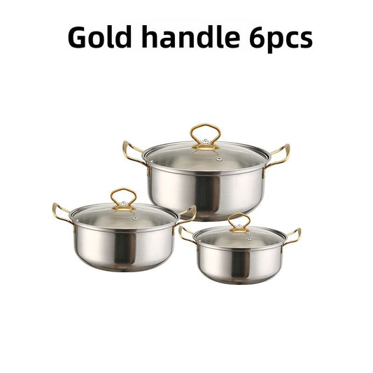 Stainless Steel Cookware Set Glass Lid Pots and Pans Kitchen