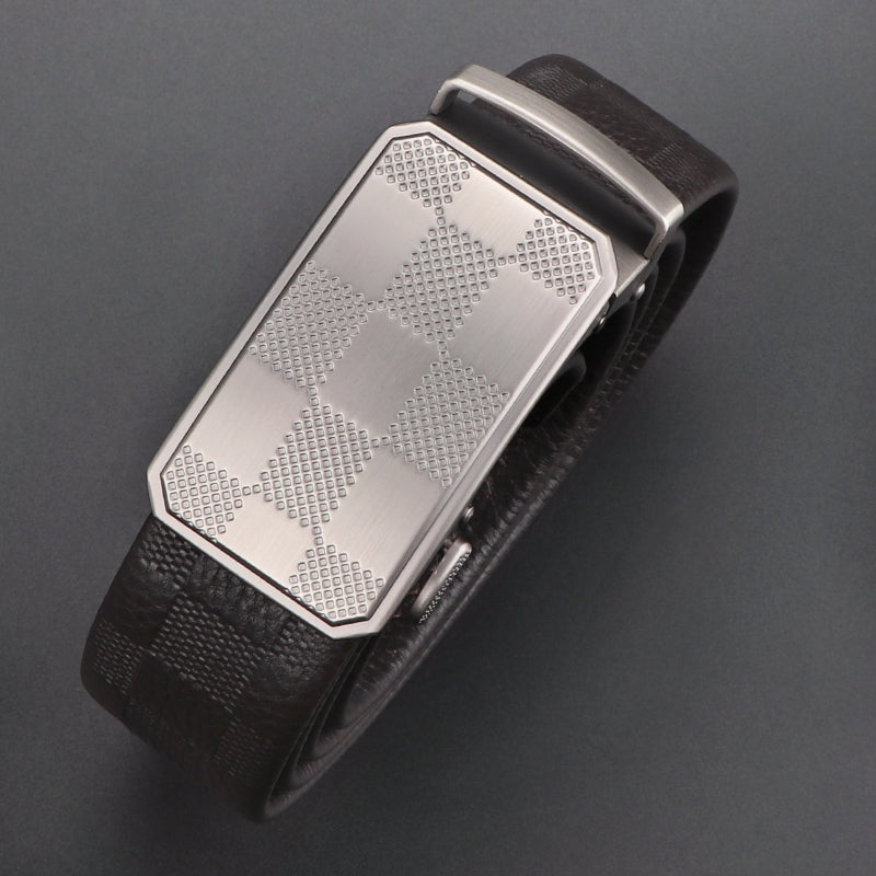Buy Men Leather Belt with Anti-Scratch Buckle for Work & Casual