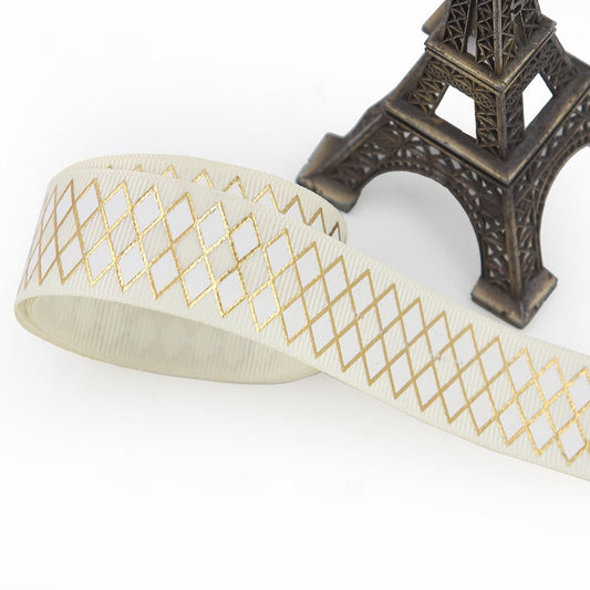 25mm Bronzing Geometric Rib Ribbon – Stylish Craft Ribbon