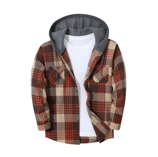 Men’s Trendy Plaid Hooded Jacket Comfortable & Fashionable