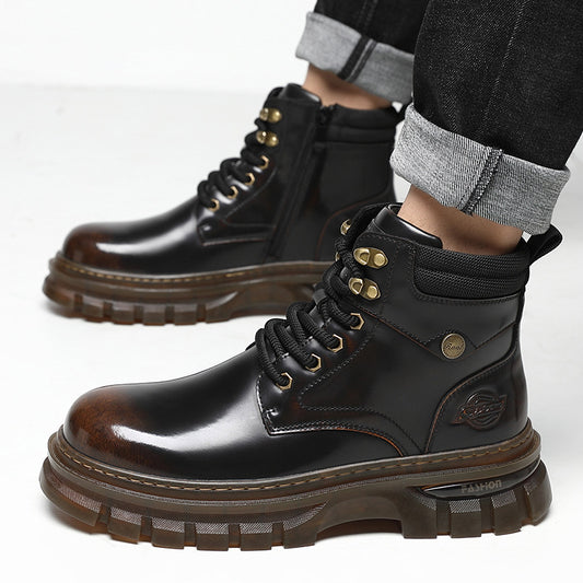 Fleece-Lined Warm Cotton British Style Platform Boots Winter