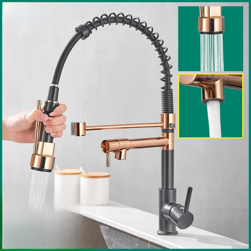 Pull Out Kitchen Faucet with Dual Handle for Daily Sink Use