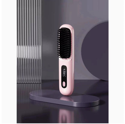 2-in-1 Hair Straightener Brush Wireless Fast Heating Comb