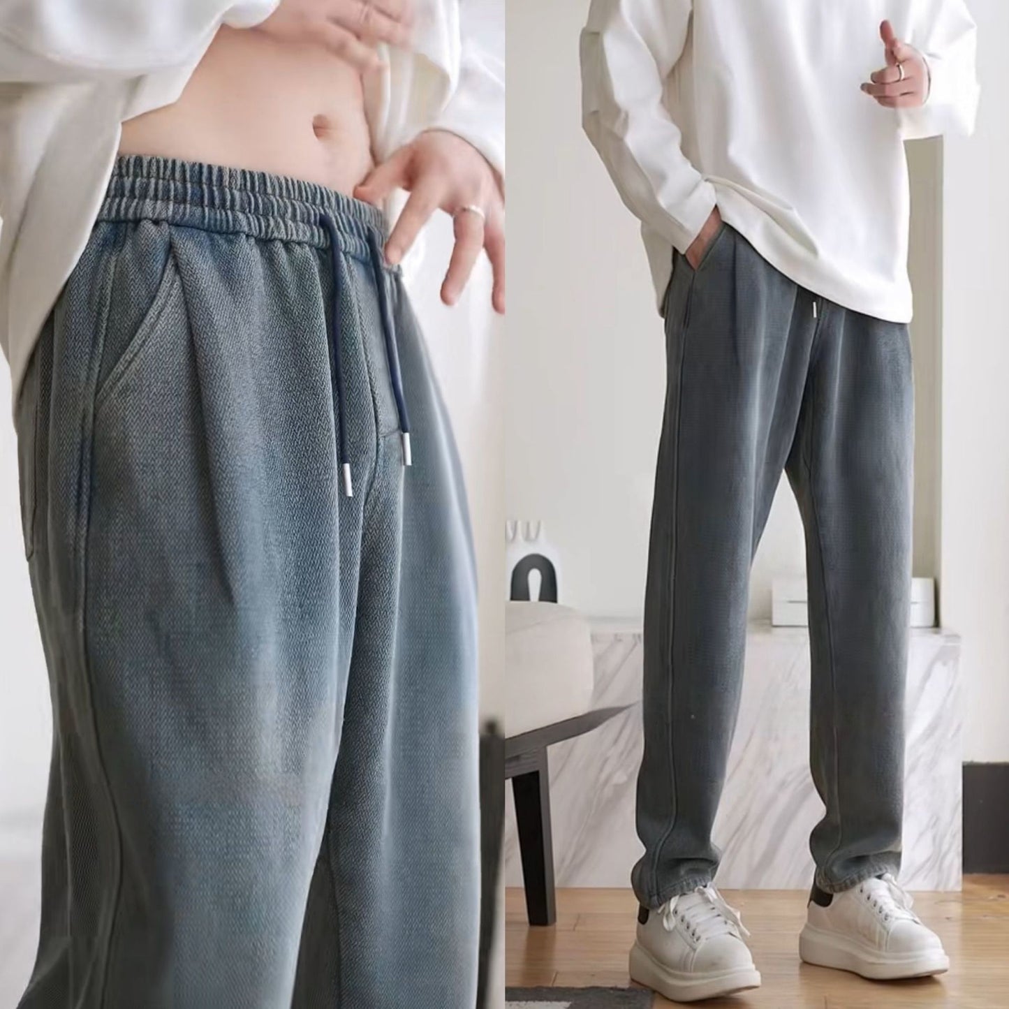 Men's Loose-Fit Retro-Style Jeans for Comfortable Spring Wear
