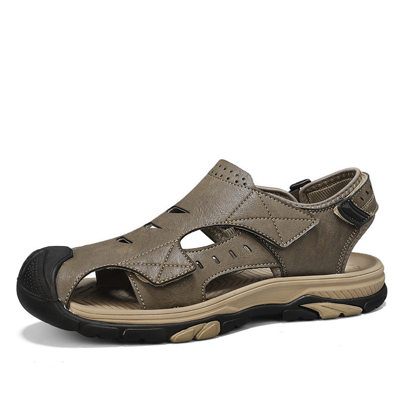 Plus Size Men’s Beach Shoes – Breathable Leather Sandals