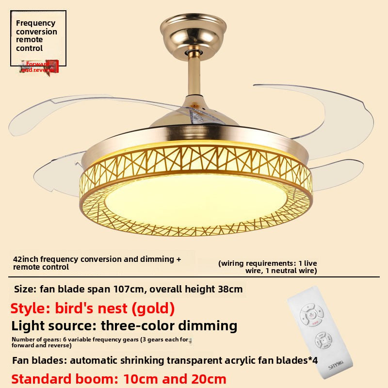 Integrated Ceiling Fan with Light for Bedroom and Living Room