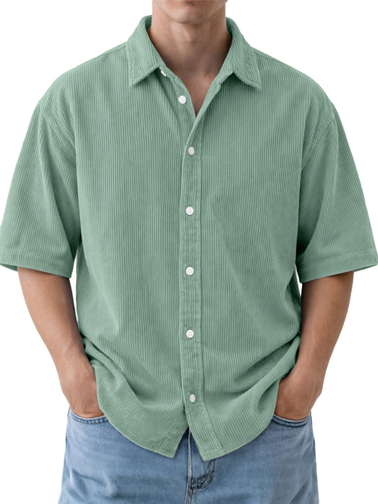 Buy Men’s Loose-Fit Corduroy Short-Sleeve Shirt Online
