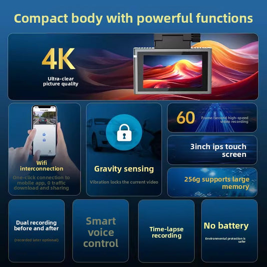 4K WiFi Car Dash Camera with Dual Recording