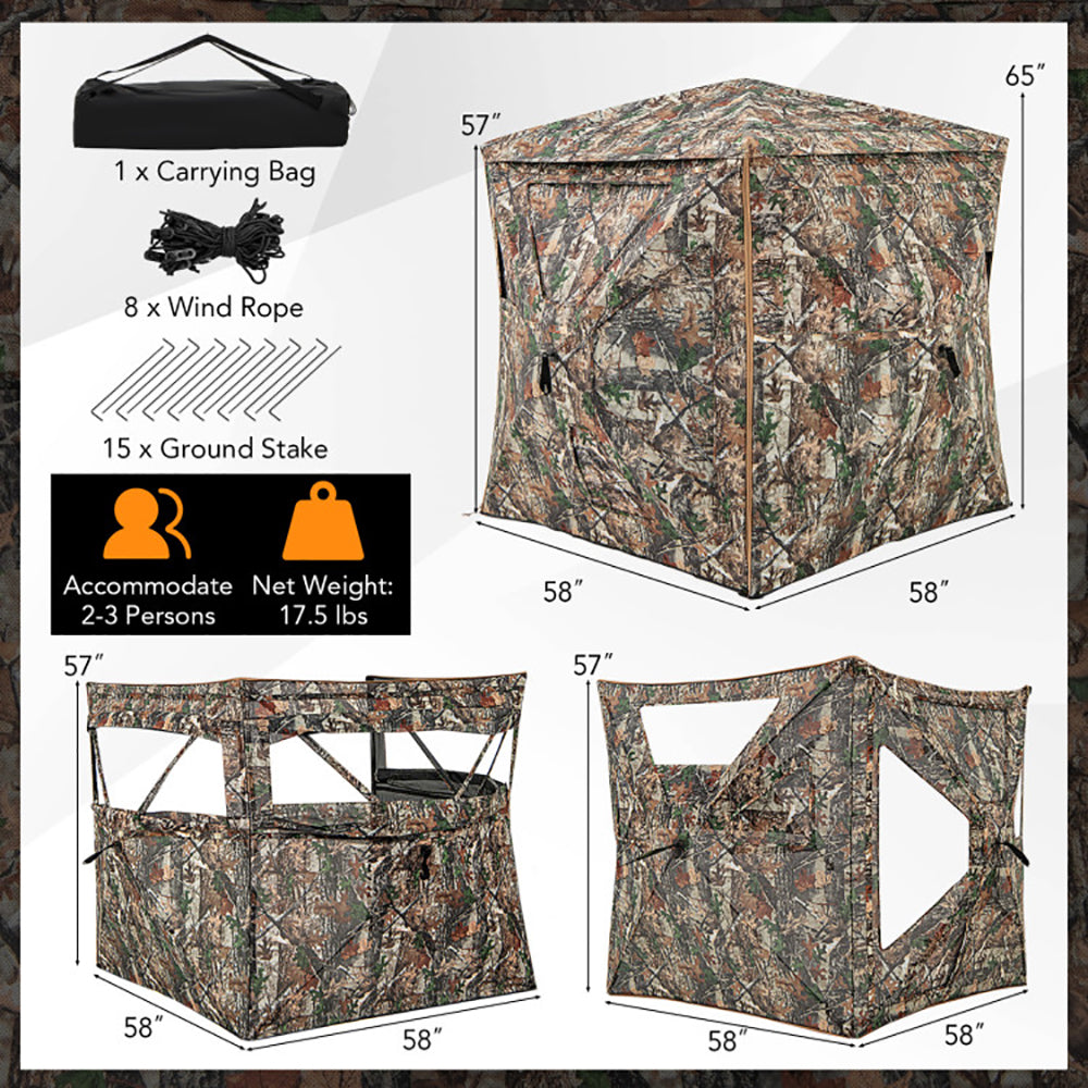 5-IN-1 Detachable Hunting Blind For 2-3 People With Skylight Global swanky 2