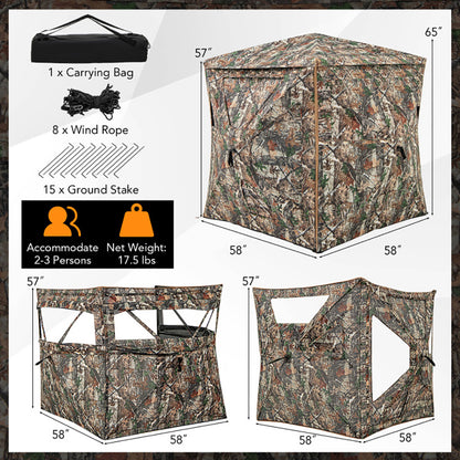 5-IN-1 Detachable Hunting Blind For 2-3 People With Skylight Global swanky 2