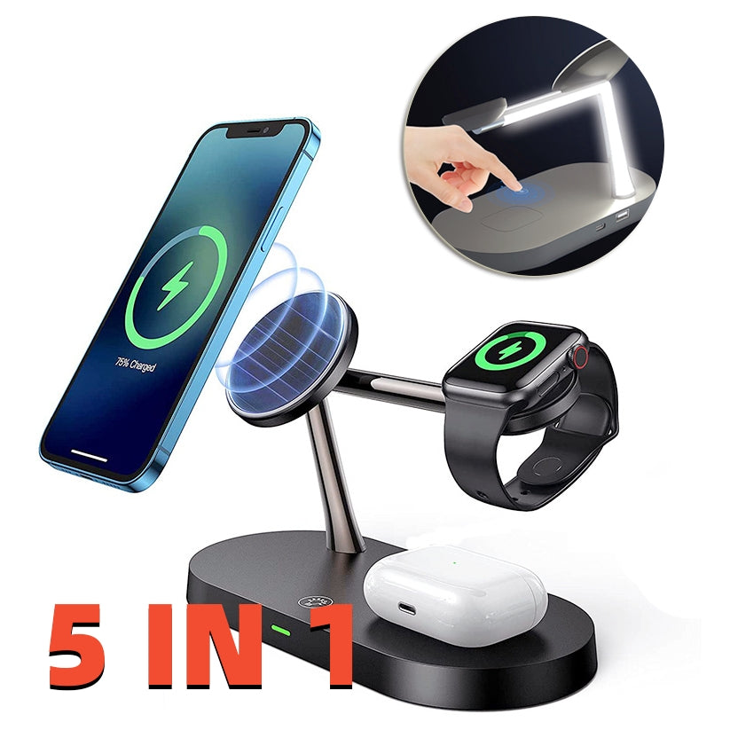 5-in-1 Magnetic Wireless Charger – Fast 15W Desktop Phone Holder global swanky 1