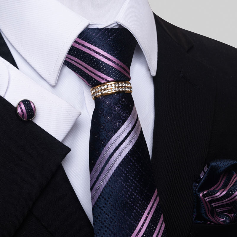 Multi Colored Striped Floral Mens Tie for Formal Party Wear