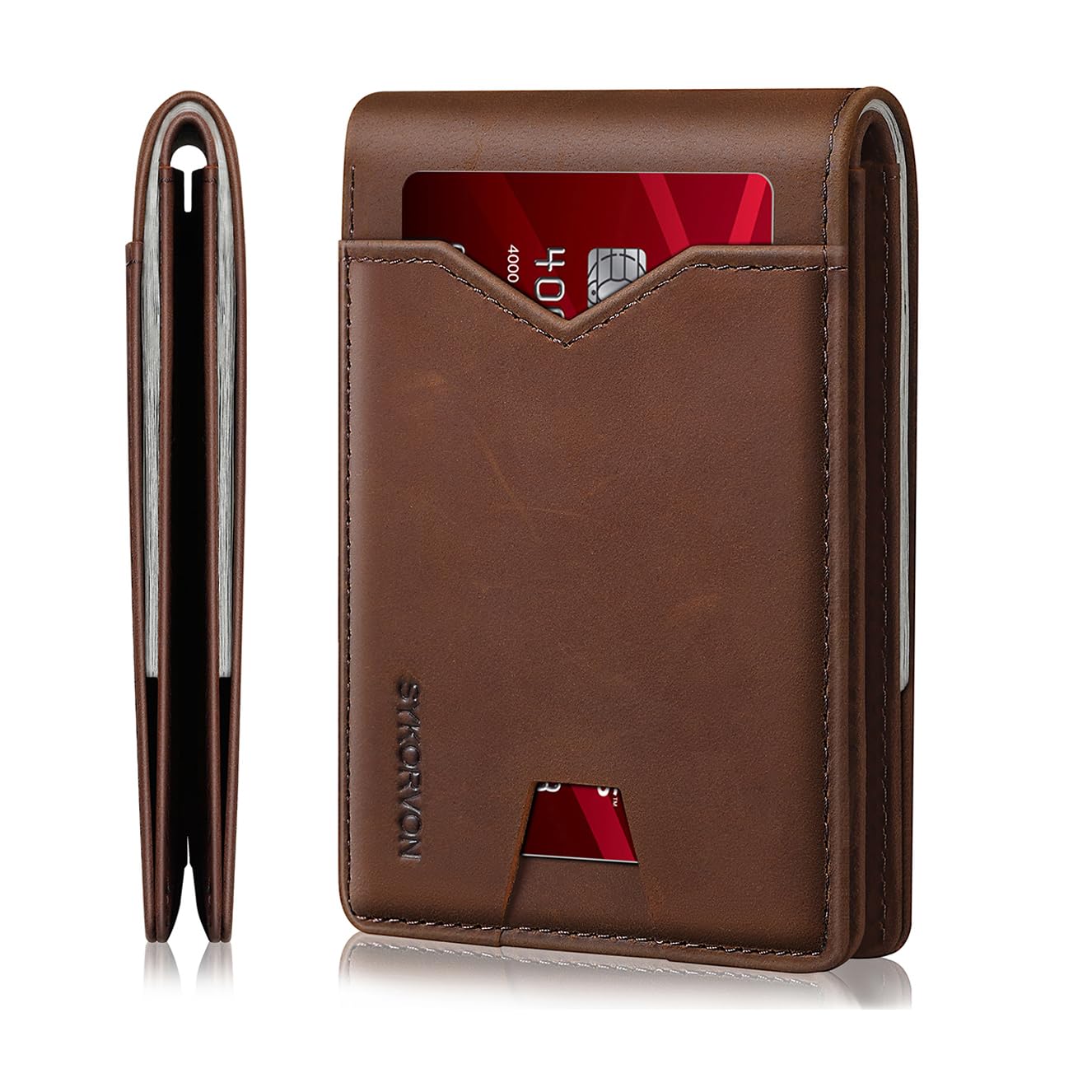 Real Leather Wallet Men Slim Bifold Minimalist RFID Design