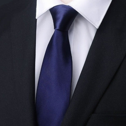 Mens Business Formal Zipper Tie With Blue Stripes for Office
