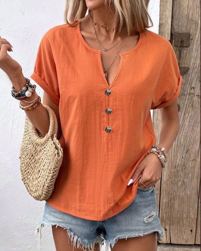 Womens V-Neck Bat Sleeve T-Shirt