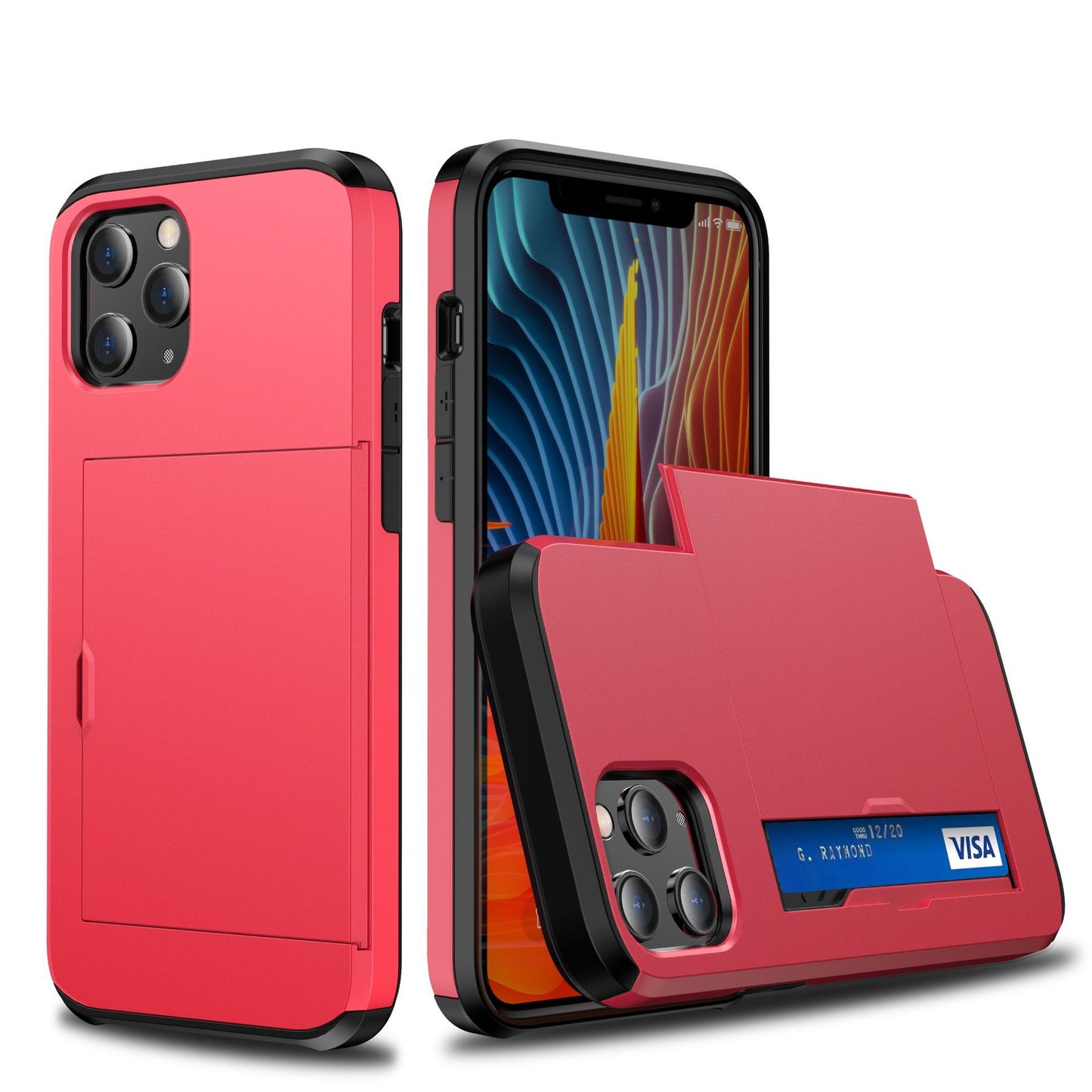 Buy iPhone 12 Card Push Anti-Drop Sliding Phone Case Compatible