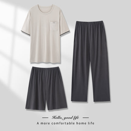 Men’s Pajamas Modal Three-Piece Home Wear Suit – Soft & Cozy